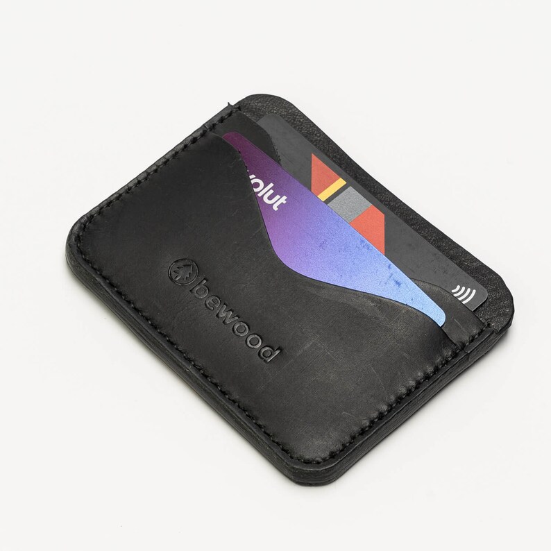Leather CREDIT CARD HOLDER Bewood Business Black / Cognac / Grey 3 colors to choose from zdjęcie 7