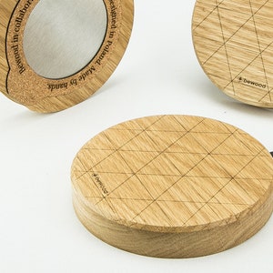 Wireless 15W Charger QI Circle Oak for iPhone, Samsung Galaxy Wooden Wireless Charging Station - Inductive Wood Phone Charging