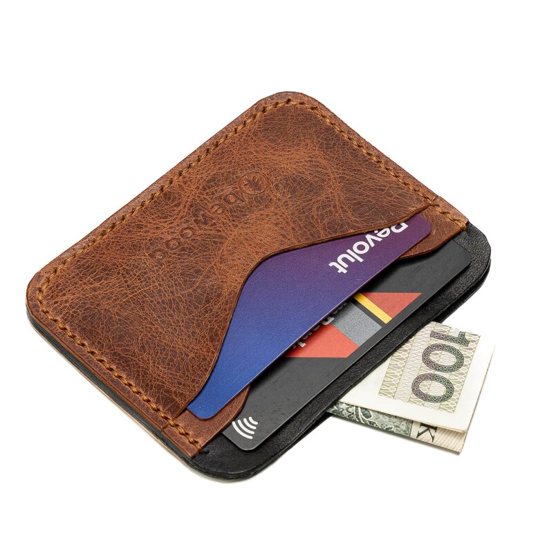 Leather CREDIT CARD HOLDER Bewood Business Black / Cognac / Grey 3 colors to choose from zdjęcie 10