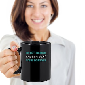Left Handed Mug, Left Handed Cup, Left Handed Gift, Black Coffee Mug, Coffee Cup, Ceramic Cup, Black Pottery Mug, Ceramic Mug, Gift Idea