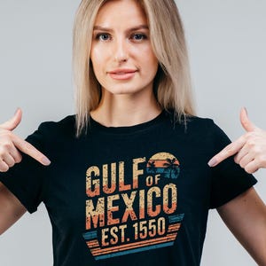 Golf von Mexiko T-Shirt - Küstenliebhaber T-Shirt - Vintage Map Design, Küstenliebhaber T-Shirt, Unisex Strandbekleidung