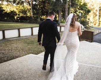 Ivory, White, Bridal Veil, Sheer Single Tier Veil, Chapel Lengh Veil, Cathedral Lengh Veil, Floor Length Wedding Veil, Tulle Wedding Veil