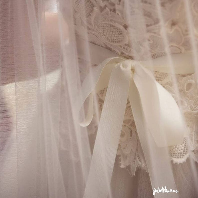 Ivory, White, Bridal Veil, Sheer Single Tier Veil, Chapel or Cathedral Length Veil, 2m or 3m Length Wedding Veil, Tulle Wedding Veil image 6