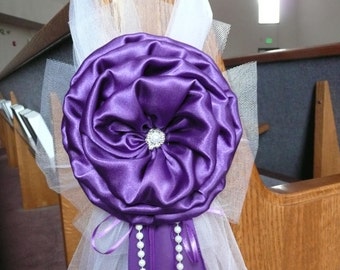 Purple Pew Bows Church Aisle Decorations. (David's Bridal Regency Purple)