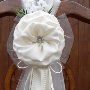 Set of 6 Ivory Pew Bows Chair Bows Wedding Bows Pew Church Aisle Decorations image 4