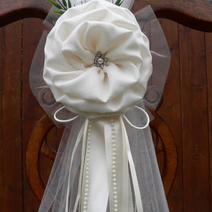 Set of 6 Ivory Pew Bows Chair Bows Wedding Bows Pew Church Aisle Decorations image 1