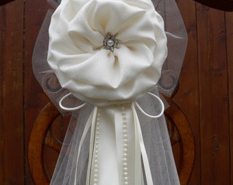 Set of 6 Ivory Pew Bows Chair Bows  Wedding Bows Pew Church Aisle Decorations