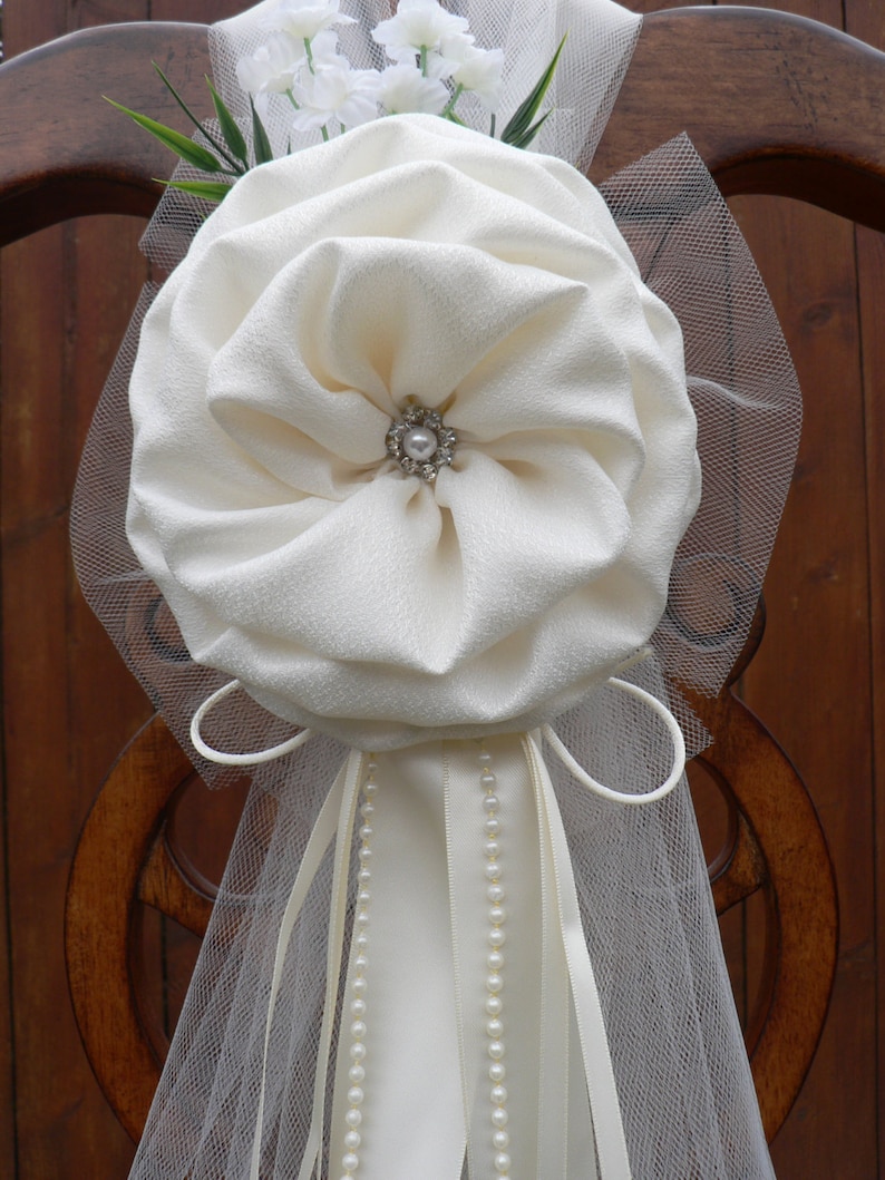 Set of 6 Ivory Pew Bows Chair Bows Wedding Bows Pew Church Aisle Decorations image 2