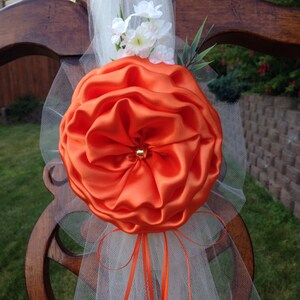 SET OF 6 Burnt Oragne Pew Bows, Fall Chair Bows, Wedding Bows Pew Church Aisle Decorations