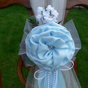 Set of 6 Sky Blue Beach Pew Bows Chair Bows Wedding Bows Pew Church Aisle Decorations image 4