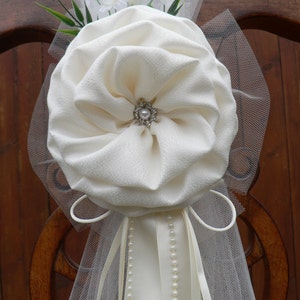 Set of 6 Ivory Pew Bows Chair Bows Wedding Bows Pew Church Aisle Decorations image 3