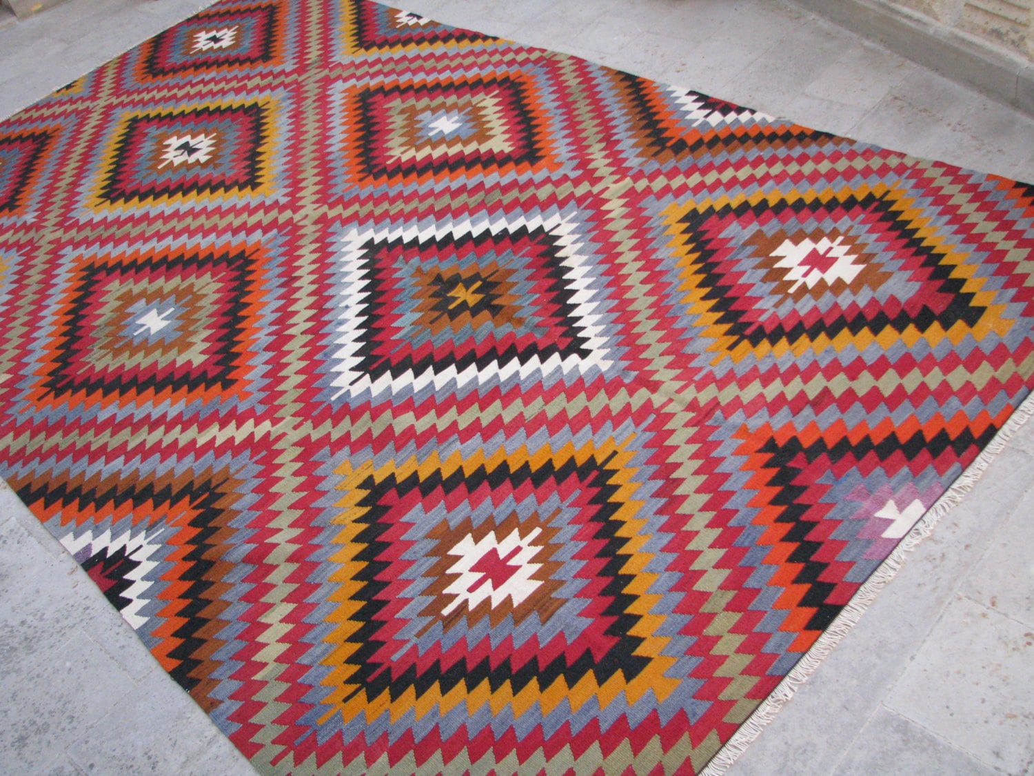 VINTAGE LARGE BOHO Kilim RugEye Dazzler Kelim RugLarge Boho Etsy