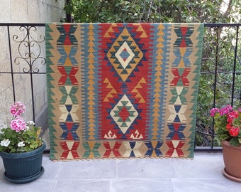 TURKISH KILIM RUG-Anatolian Kelim Rug-Tribal Kilim Rug-Nomadic Kilim Rug