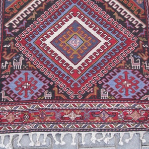 CAUCASIAN HALLWAY RUNNER-Caucasian Soumak Runner-Caucasus Hallway Runner Rug-Hallway Sumak-Hallway Soumak-Hand Embroidered Hallway Runner image 2