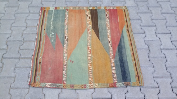 ABSTRACT ART DESIGN Kilim Rug-Most Unique Turkish Kilim Rug-Vintage Kelim Sofra-Unique Design Kilim Rug-Abstract Turkish Kilim Rug-Sofra Rug