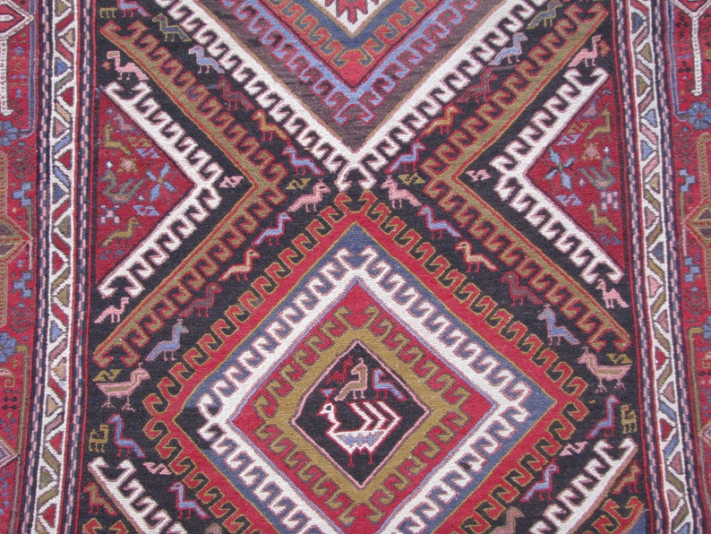 CAUCASIAN HALLWAY RUNNER-Caucasian Soumak Runner-Caucasus Hallway Runner Rug-Hallway Sumak-Hallway Soumak-Hand Embroidered Hallway Runner image 3