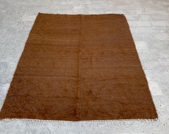 SIMPLE PLAIN BROWN Blanket Kilim Rug-Vintage Turkish Siirt Blanket Rug Rug-Vintage Turkish Siiirt Blanket Kelim Rug-Brown Kilim Blanket Rug