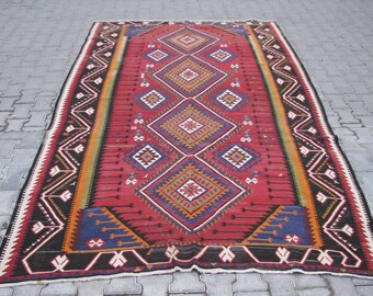 CAUCASIAN KILIM-KUBA Kilim-Large Caucasian Kilim-Collectable Kilim-Geometric Kilim-Oversize Kelim Rug-126''x78'' Kilim-320x199cm Kilim Rug