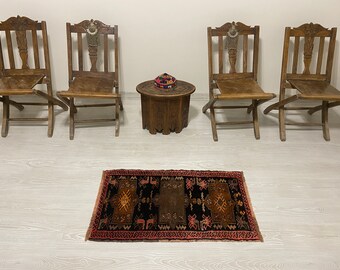 DEEP COLOR BLACK,Brown,Gray Small Rug-Vintage Turkish Tribal Rug-Turkish Doormat Rug-Turkish Bathmat Rug-Deep Color Bath Mat Carpet Rug