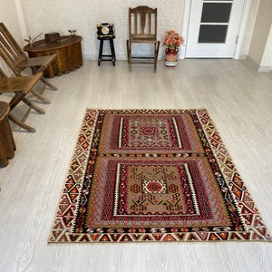 OLD TURKISH KAYSERI Avsar Avshar Kilim Rug-Vintage Turkish Nomadic Kelim Rug-Vintage Kayseri Kilim Rug-Tribal Avshar Kelim Rug-Turkish Kilim
