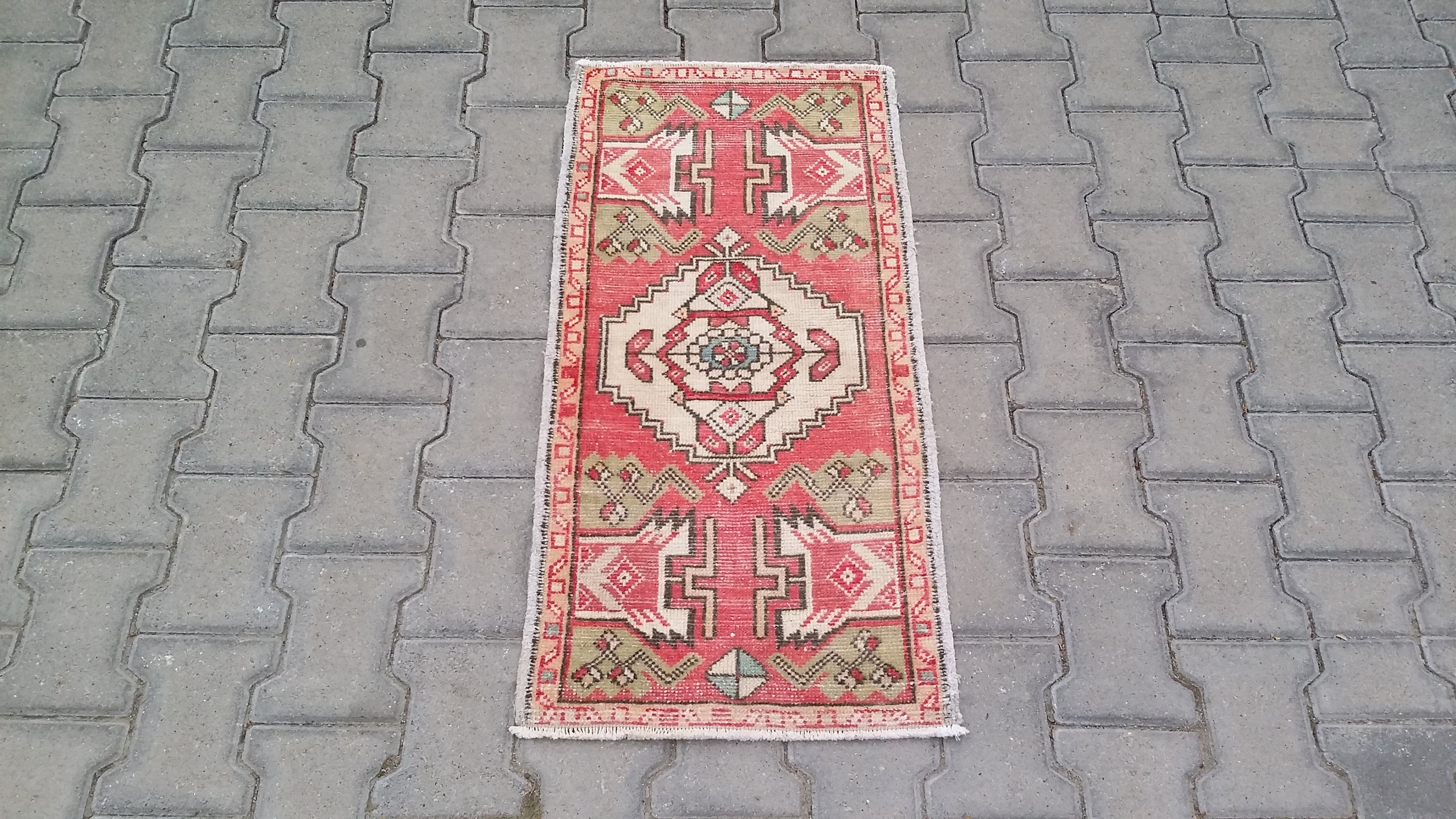 area oushak rug bathroom mat kitchen kilim rug Turkish Handmade Vintage small area rug doormat for home decor rug 3.2x1.5 bathroom rug