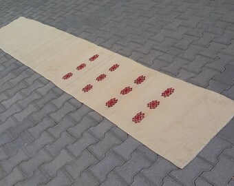 SIMPLE MINIMALIST TURKISH Tribal Kilim Rug Runner-Vintage Turkish Simple Kelim Hallway Runner-Unique Design Nomadic Kelim Rug Hallway Runner