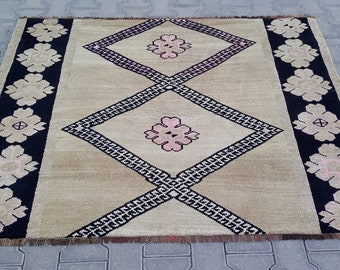 TRIBAL RUG-TURKISH Kars Rug-Vintage Turkish Nomadic Carpet Rug-Turkish Tribal Rug-Very Special Turkish Kars Rug Carpet