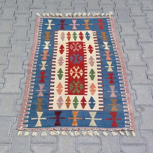 TURKISH KAYSERI KILIM Rug-Boho Rug Kelim-Vintage Tribal Kilim Rug-Anatolian Kilim Rug-Nomadic Kilim Rug
