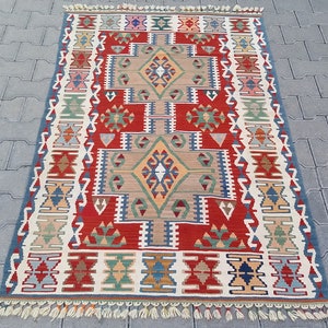 TURKISH KAYSERI NOMADIC Anatolian Kelim Rug-Vintage Wool Kayseri Kilim-Vintage Anatolian Wool Kelim Rug-Vintage Turkish Nomadic Kelim Rug