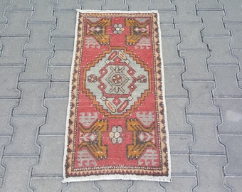 BOHEMIAN SMALL TURKISH Oushak Rug Doormat-Bath Mat Rug-Vintage Small Turkish Oushak Carpet Rug-Vintage Small Doormat Carpet Rug-Bath Mat Rug