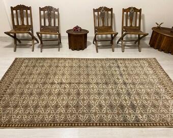 NATURAL UNDYED TURKISH Oushak Area Rug-Dining Room Rug-Living Room Rug-Vintage Turkish Oushak Large Carpet Rug