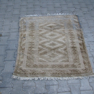 ALFOMBRA DE COLOR NEUTRO-Vintage Alfombra Tribal Oushak Única-Alfombra de Alta Moda-Alfombra Neutra-Alfombra Única Hecha a Mano-Alfombra de Diseñadores-Alfombra Tribal-Alfombra de Dote- Alfombra