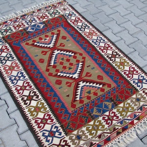 BEST QUALITY VINTAGE Turkish Konya Kilim Rug-Colorful Kilim Rug-Boho Kilim-Bohemian Kelim-Finest Turkish Konya Kilim Rug-Vintage Konya Kilim image 3