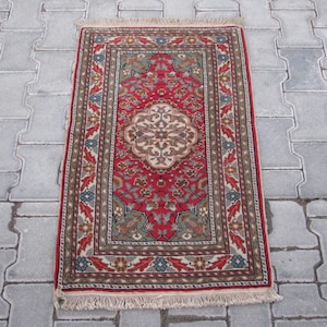 KAYSERI RUG-DOORMAT Rug-Hand Knotted Rug-Vintage Rug-Kayseri Carpet-Flower Design Rug-Medallion Design Rug-Intricate Design Rug-Intricated