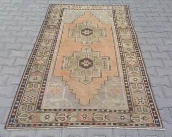 MUTED COLOR TURKISH Oushak Rug-Faded Color Turkish Oushak Rug-Vintage Turkish Oushak Rug-Pastel Color Turkish Oushak Rug-Decorative Oushak