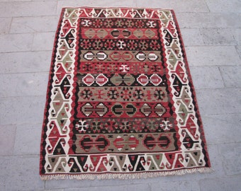 TURKISH KELIM-VINTAGE Turkish Kilim Rug-Geometric Kilim-Gomurgen Kilim-Finest Weave Kilim Rug-Anatolian Kilim-Turkish Rug-Nomad Kilim-Tapis