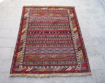 SOUMAK RUG-SUMAK Rug-Rug Soumak-Caucasian Soumak Rug-Intricate Design Rug-Intricated Design Rug-Hand Embroidered Rug-Tribal Caucasian Soumak