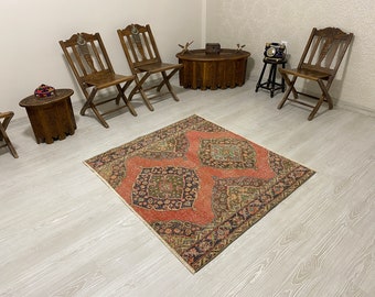 TURKISH RUG-OUSHAK Rug-Turkish Oushak Rug-Decorative Square Shape Turkish Oushak Carpet Rug