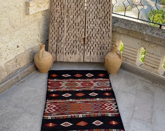 TURKISH KILIM RUG Chuval-Nomadic Kilim Rug Chuval Bag-Original Turkish Tribal Chuval Kilim Rug-Turkish Nomadic Kelim-Nomad Kilim Chuval Bag