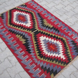 GEOMETRIC DESIGN TURKISH Kilim Rug, Kelim Rug, Vintage Turkish Nomadic Kilim Rug, Best Quality Hand Woven Vintage Turkish Kilim Rug, Kilim