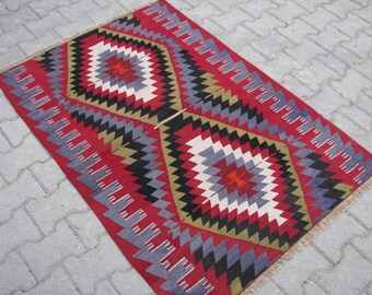 GEOMETRIC DESIGN TURKISH Kilim Rug, Kelim Rug, Vintage Turkish Nomadic Kilim Rug, Best Quality Hand Woven Vintage Turkish Kilim Rug, Kilim