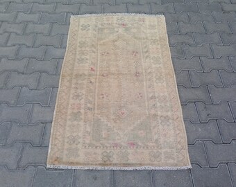 MUTED PASTEL COLOR Small Turkısh Oushak Rug-Vintage Turkish Oushak Carpet-Vintage Turkish Nomadic Carpet Rug-Muted Color Anatolian Oushak