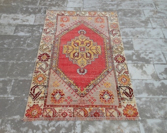 VINTAGE TURKISH OUSHAK Rug-Turkish Rug-Oushak Rug-Pastel Color Vintage Turkish Oushak Carpet-Medallion Design Turkish Oushak Rug-Turkish Rug