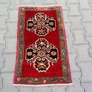 SMALL ORIENTAL CARPET Rug-Turkish Rug-Vintage Small Bohemian Rug-Vintage Small Boho Rug-Doormat Rug-Bath Mat Rug