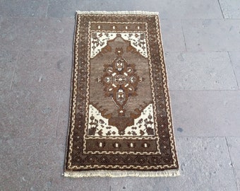 NATURAL UNDYED TURKISH Oushak Rug-Doormat-Vintage Small Size Turkish Oushak Rug-Unique Color Turkish Tribal Rug Carpet-Gray Turkish Oushak