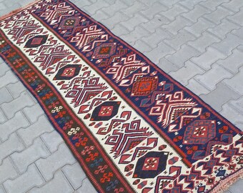 VINTAGE VAN KILIM Rug-Van Kelim Runner-Vintage Turkish Kilim Rug Runner-Short Kilim Rug Hall Runner-Van Kelim Runner-Tribal Kilim Rug Runner