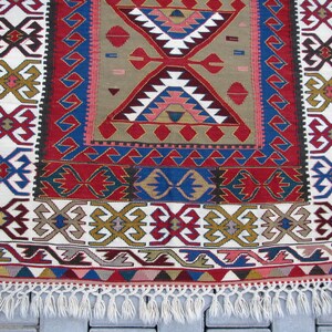 BEST QUALITY VINTAGE Turkish Konya Kilim Rug-Colorful Kilim Rug-Boho Kilim-Bohemian Kelim-Finest Turkish Konya Kilim Rug-Vintage Konya Kilim image 5