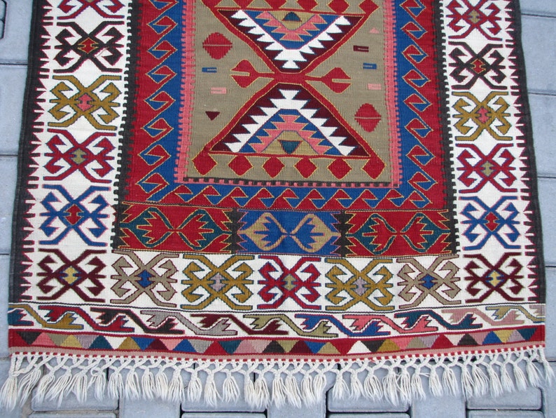 BEST QUALITY VINTAGE Turkish Konya Kilim Rug-Colorful Kilim Rug-Boho Kilim-Bohemian Kelim-Finest Turkish Konya Kilim Rug-Vintage Konya Kilim image 5