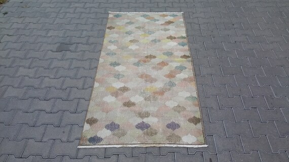 MOSAIC DESIGN VINTAGE Turkish Oushak Rug-Distressed Turkish Oushak Rug-Unique Design Turkish Oushak Rug-Vintage Turkish Oushak Carpet Rug
