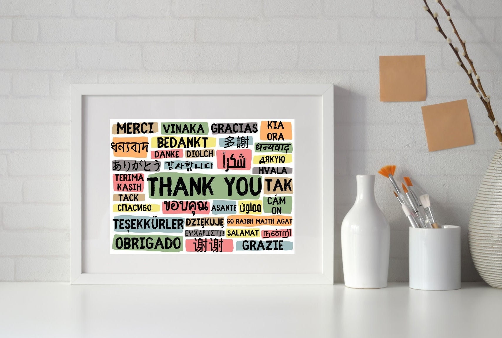 Thank You Poster in Different Languages - Landscape Cool Colours ...